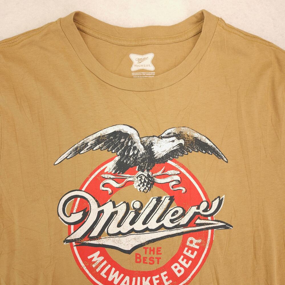 Millar High Life Short Sleeve Casual Graphic T Shirt Adult Mens Size L Tan